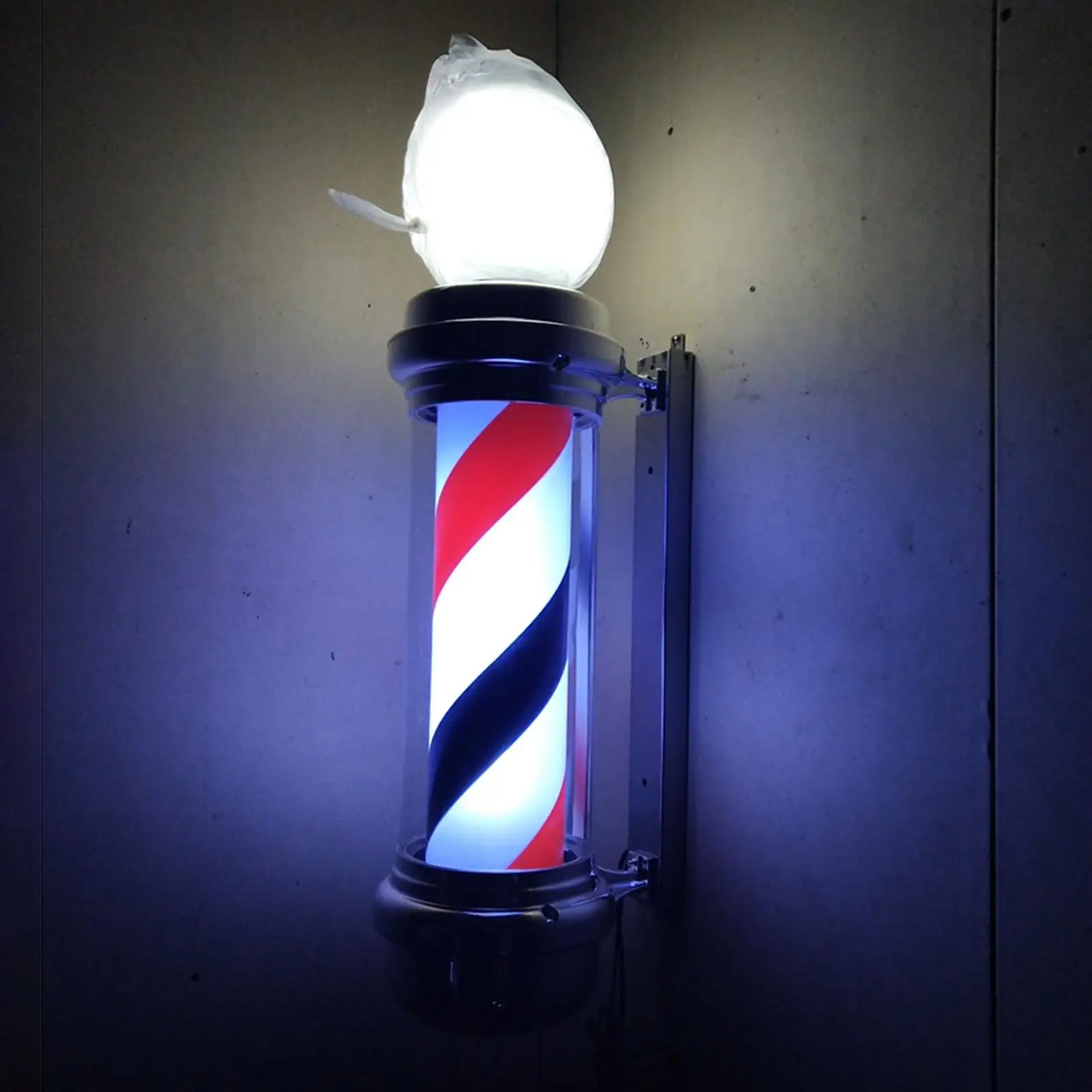 Barber Pole LED Light Rotating Hair Salon Shop Sign Light Wall Hanging Rainproof with Ball for Indoor Outdoor Party