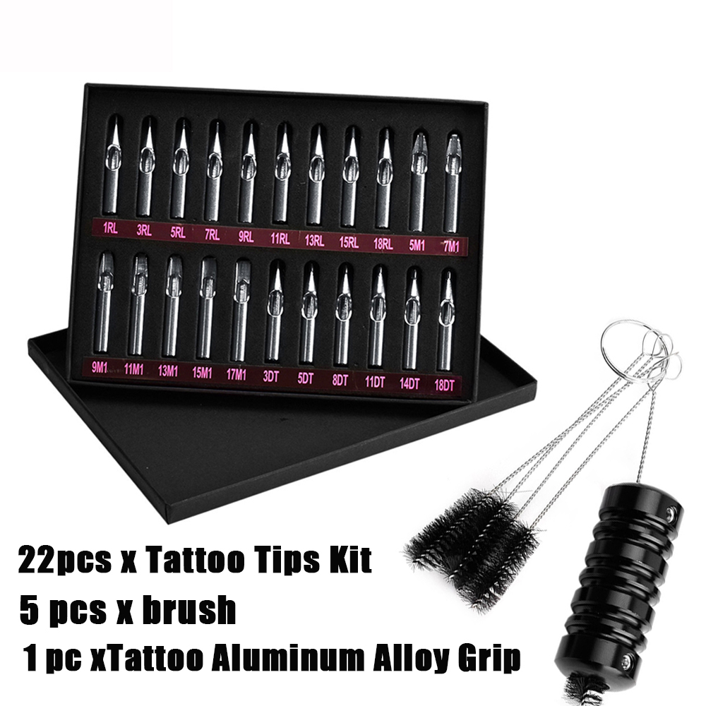 Best of 22pcs Stainless Steel Tattoo Nozzle Tip With Cleaning Brush RT FT DT Mixed Tattoo Tips Kits Assorted Tip For Coil Tattoo Machine Reviews & Tips