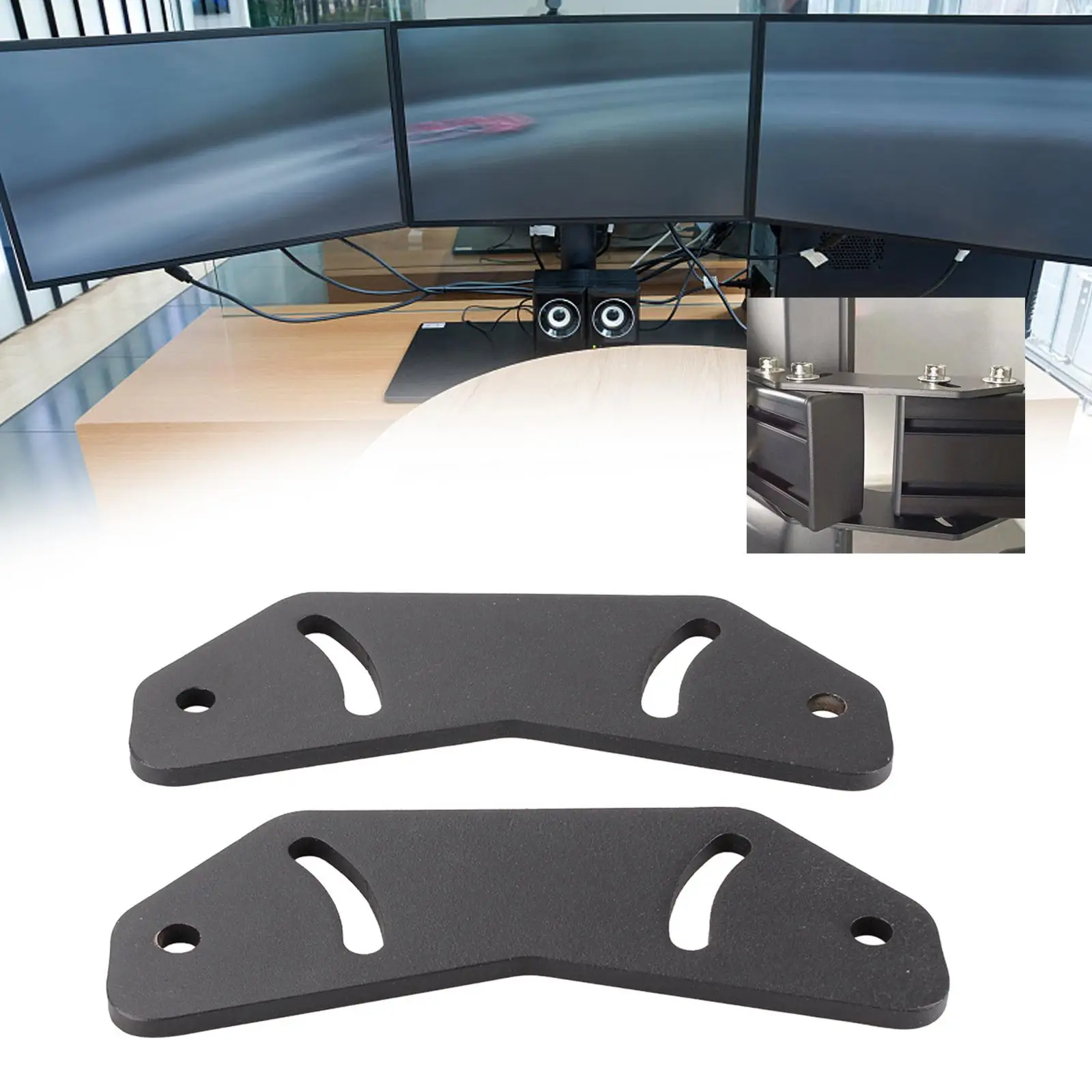 Bracket Fastener for Racing Game Computer Three Monitor Easily Install Heavy Duty Structure ,Black Universal Attachment