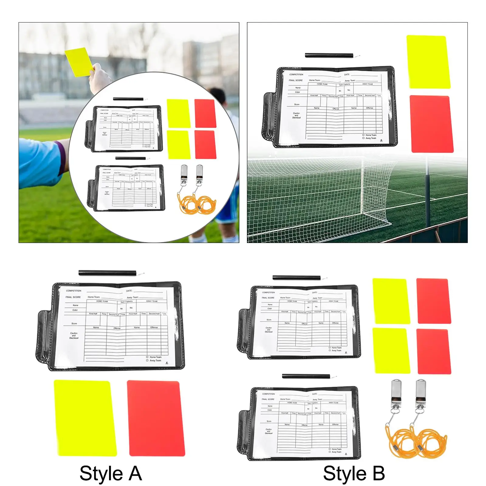 Soccer Referee Card Sets Convenient with Wallet Pencil Judge Cards for Football