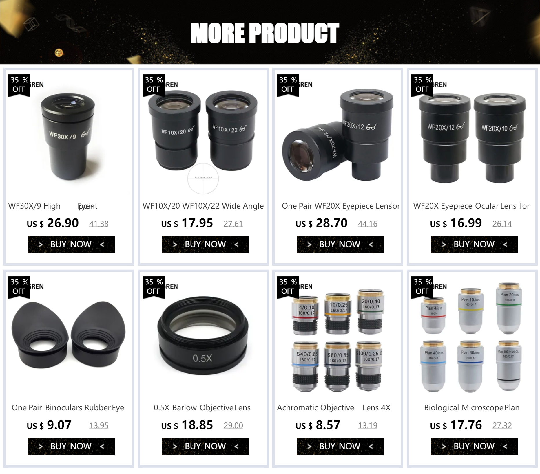 proteção dos olhos, diâmetro interno 40 mm para microscópio, telescópios