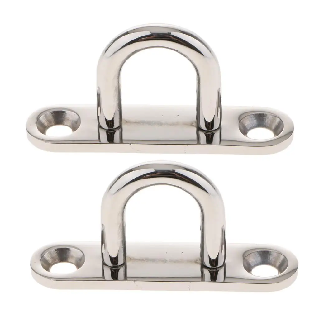 2 Pieces Pad Eye, Heavy Duty Stainless Steel Oblong Plate Staple  Hook