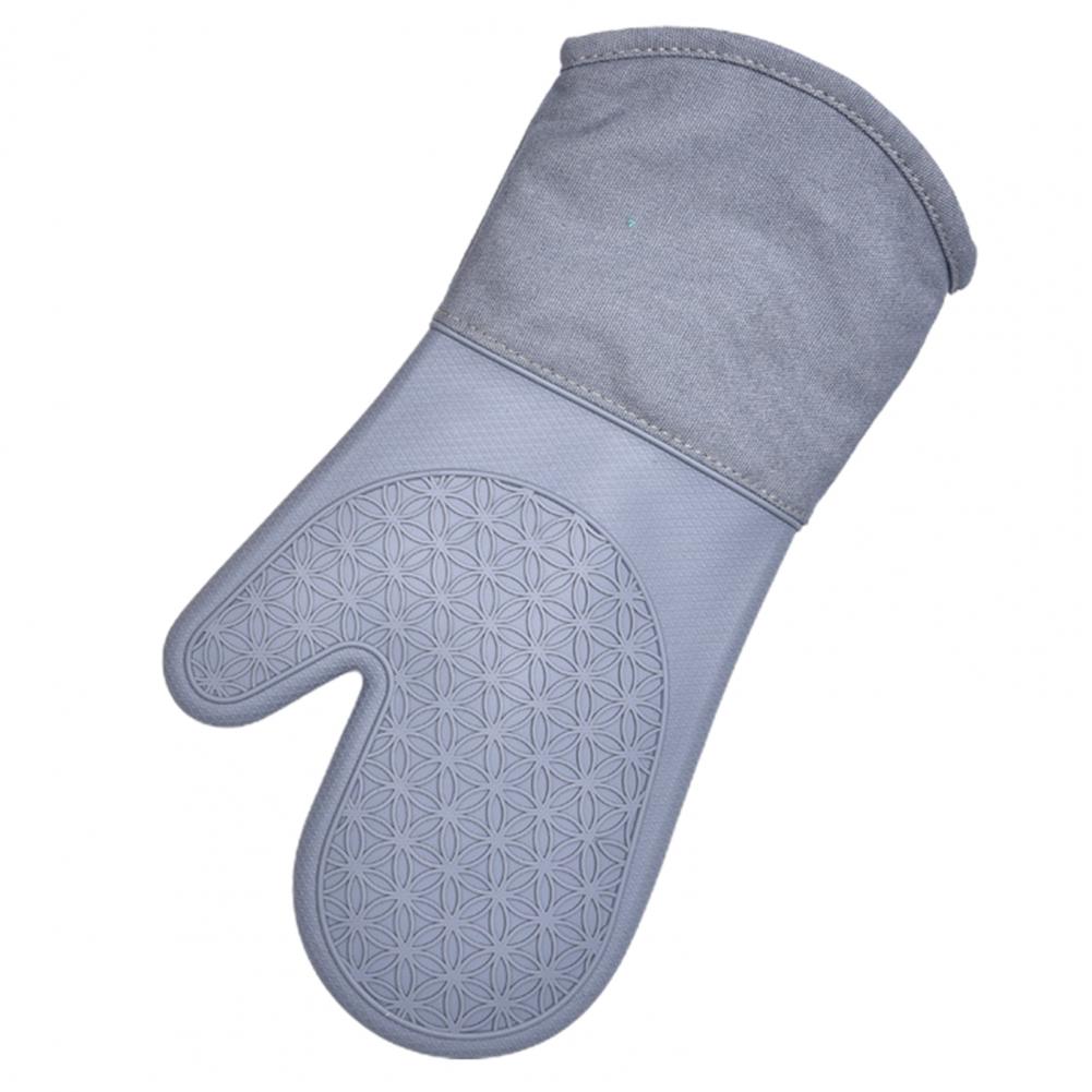 Durable Oven Mitt Silicone Soft Cotton Lining Oven Glove Anti-Scalding Anti-Slip Heat Resistant Microwave Glove Kitchen Supplies