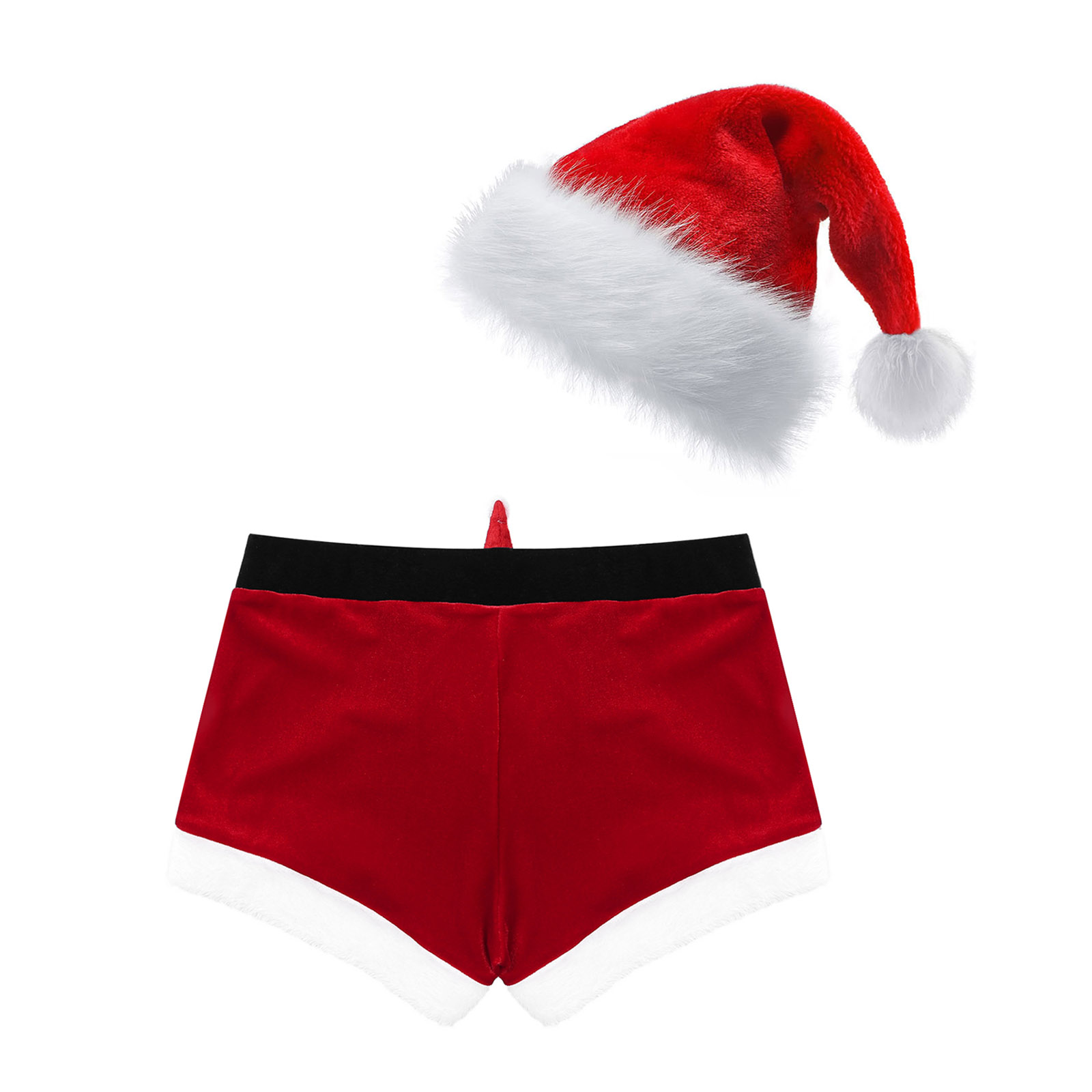 Männer Weihnachten Kostüm Sexy Dessous Set Elastischer Bund Santa Claus Boxer Briefs Shorts mit Hut Karneval Weihnachten Party Clubwear – Detail 17