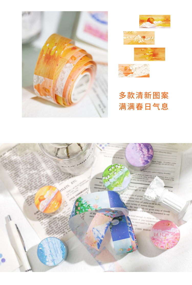 1 Rolle Washi-Papierband, 3D-Druck, Malerei, Ansicht, Serie, Handkonto, DIY, dekorative Aufkleber – Detail 9