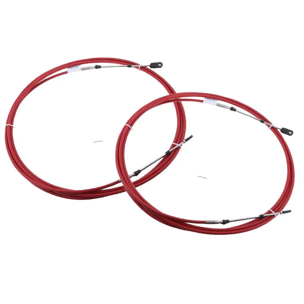 2Pcs 19Ft Throttle  Control Cable Steering System for  Outboard