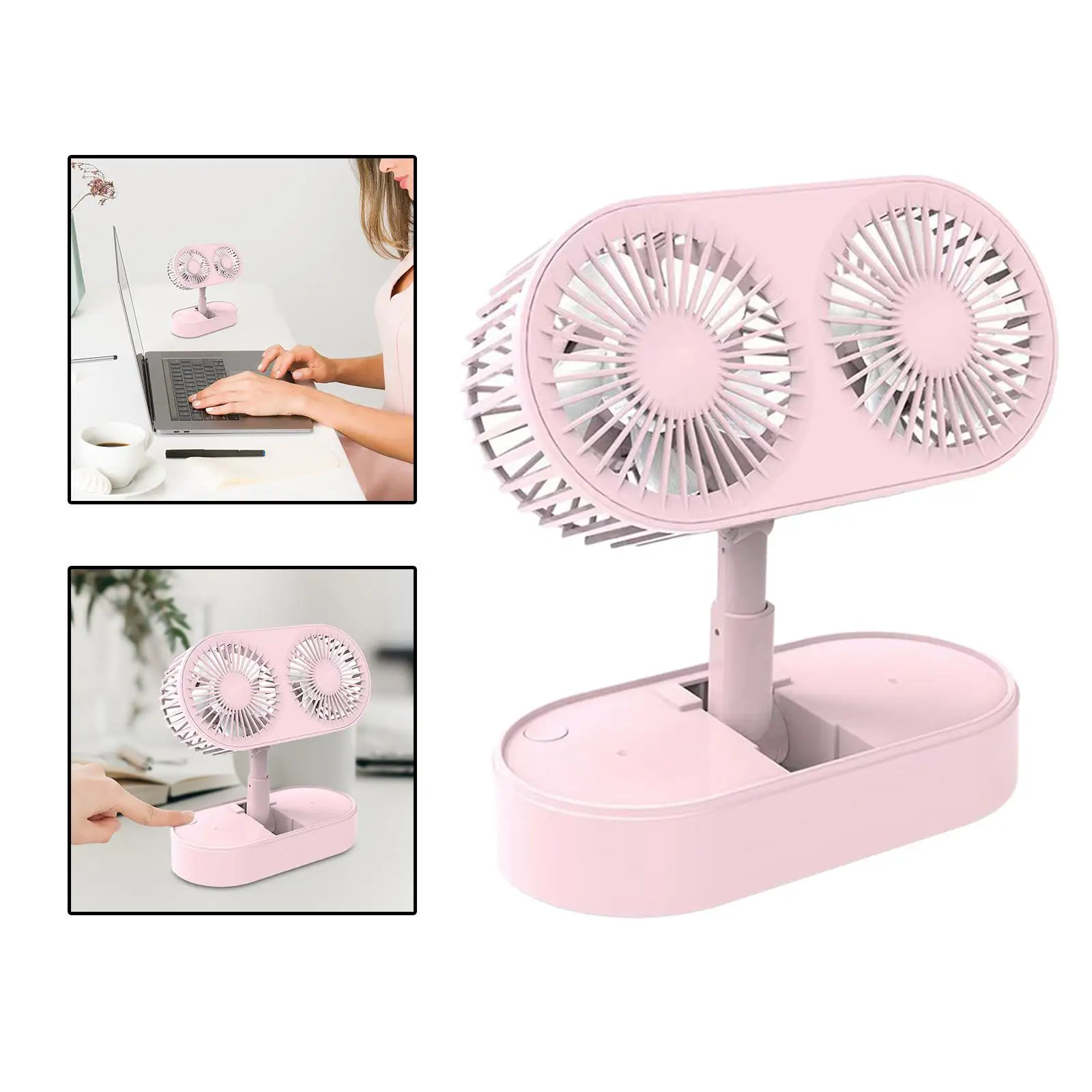 Folding Desktop Fan with Dual Fan 360 Degree Rotation Cooling Mini Desk Fan for Travel