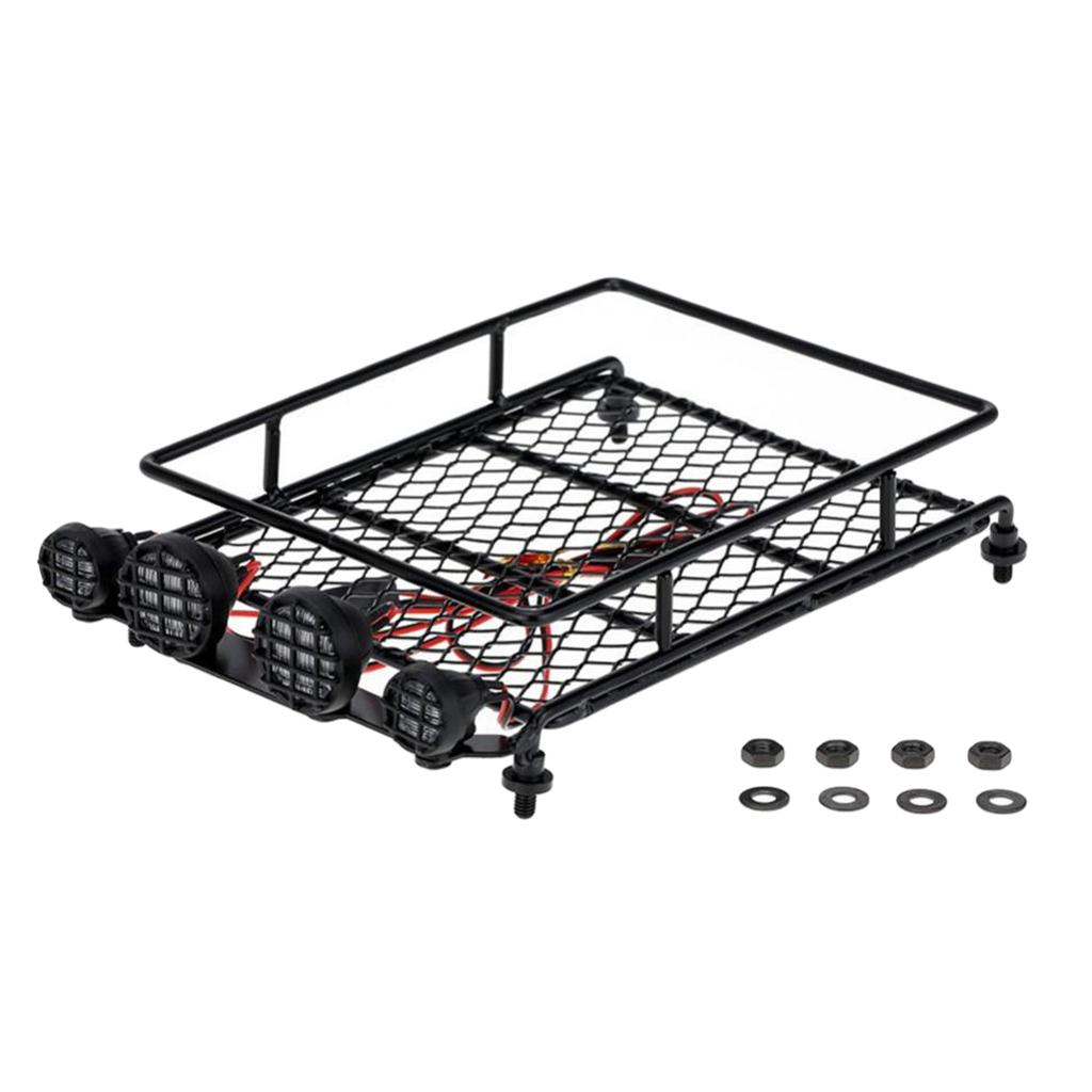 RC Car Parts Roof Rack w/ LED Lights for 1:8 1:10 CC01 RC4WD D90 SCX10 Axial