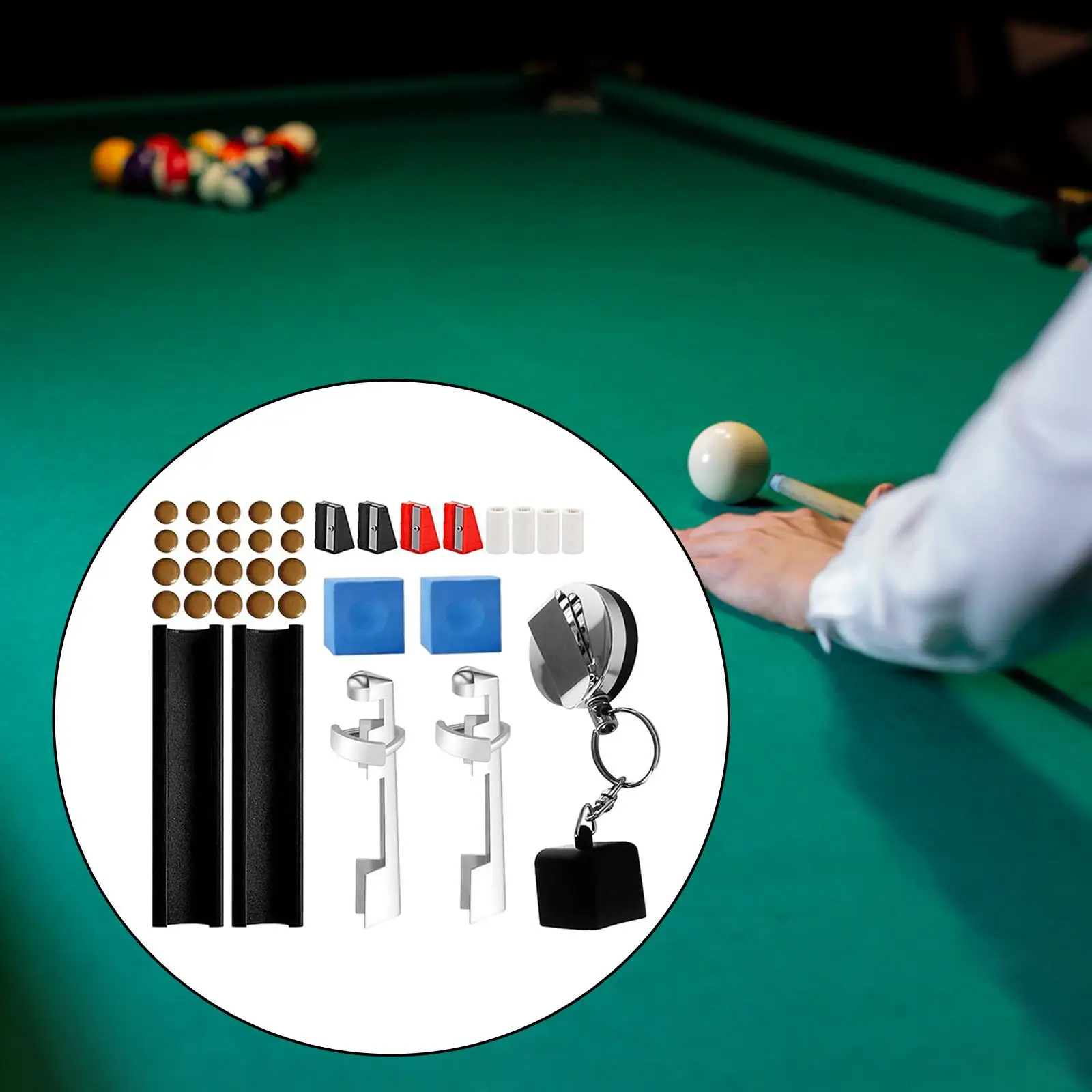 35x Pool Cue Repair Kit, Chalk Cubes Billiard Pool Cue Tip Repair Tool for Enthusiasts Billiards