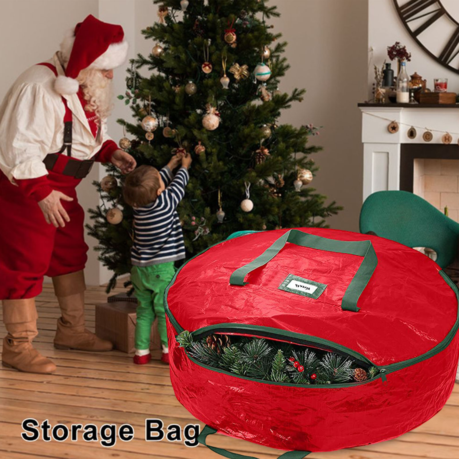 Weihnachts material festliche Aufbewahrung tasche Festival Girlande Aufbewahrung tasche mit großer Kapazität für den Außenbereich – Detail 2