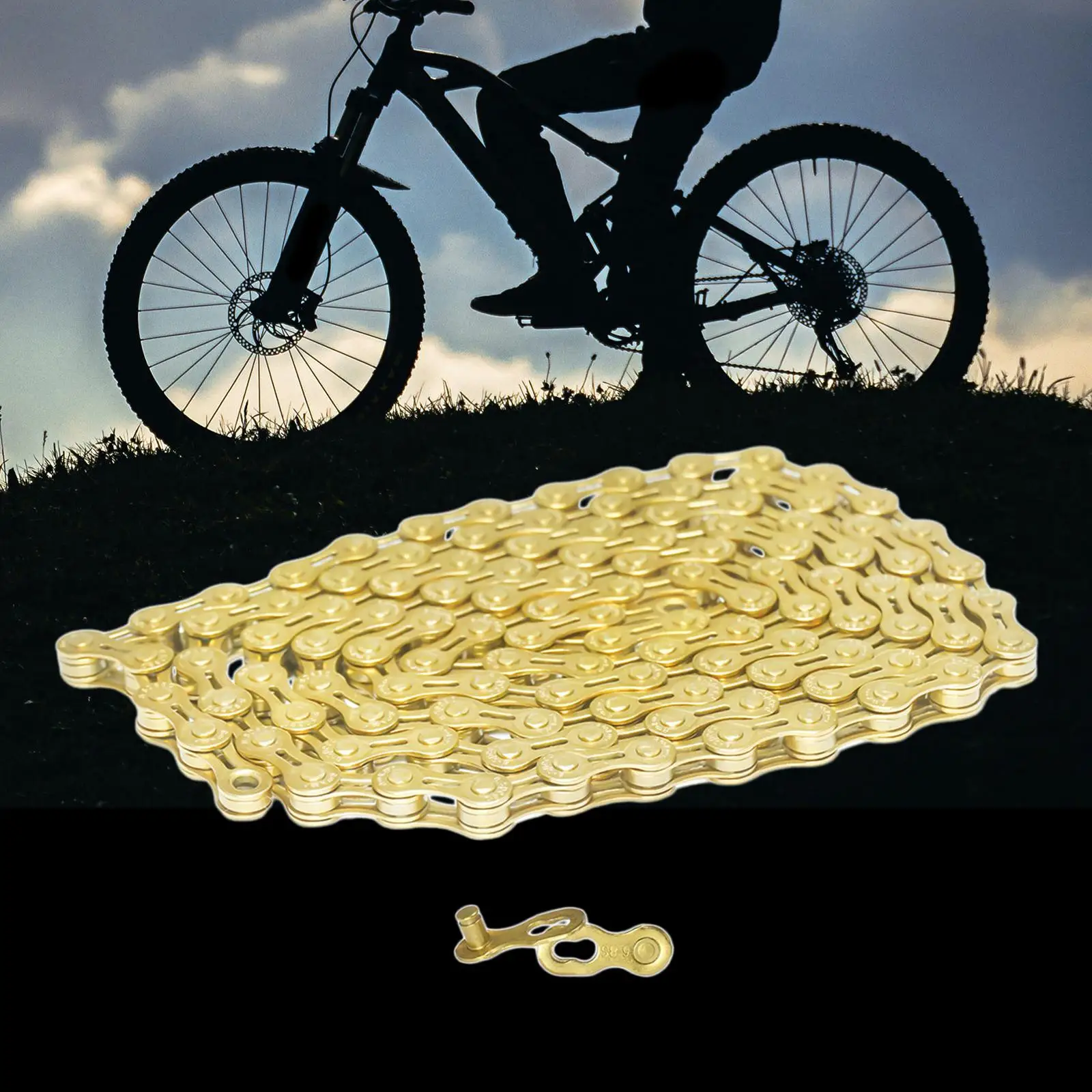 Bike Chain Half Hollow Chains 116 Sections Missing Link Connector Metal 8 Speeds Bicycle Chain for Mountain Bikes Accessories