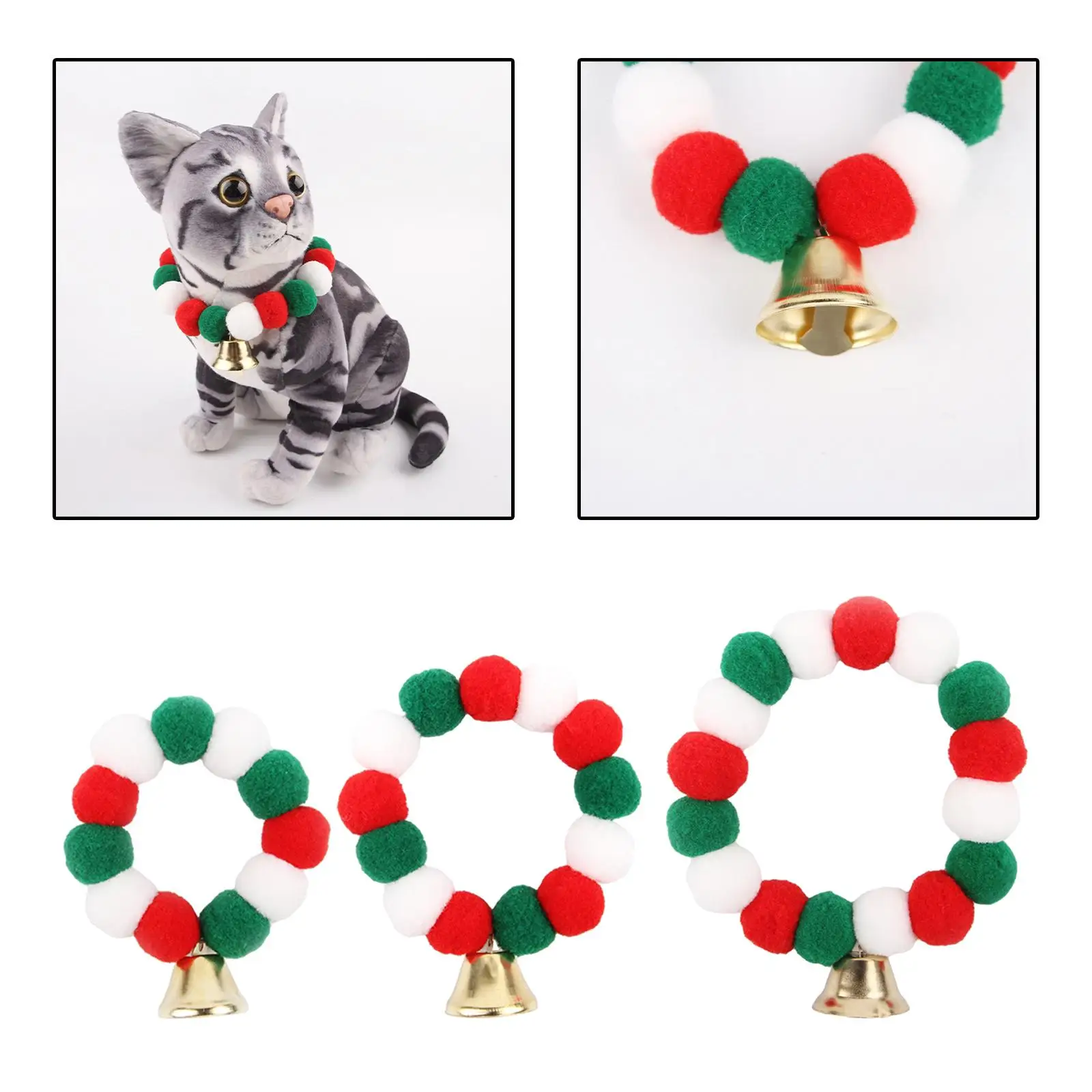 Plush Balls Puppy Necklace Collar Adorable Decorative Pet Collar Necklace with Bells for Walking Outdoor Sports Party Supplies