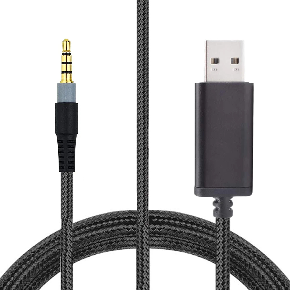 Nylon Braided OFC Replacement USB A 7.1 Surround Sound Cable Extension Cord For Redragon H510 Zeus Wired Gaming Headsets