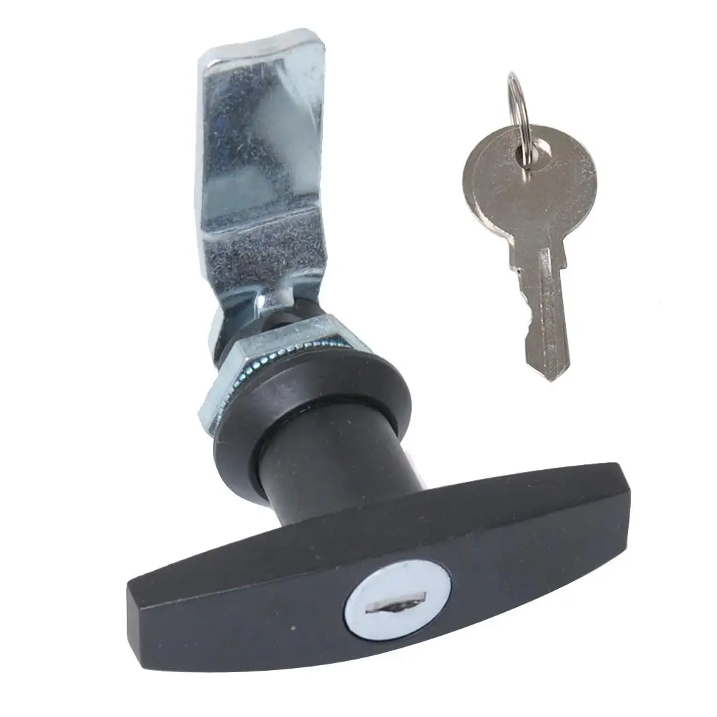 Keyed Garage Door Lock T  Assembly for Trailer RV  - Black
