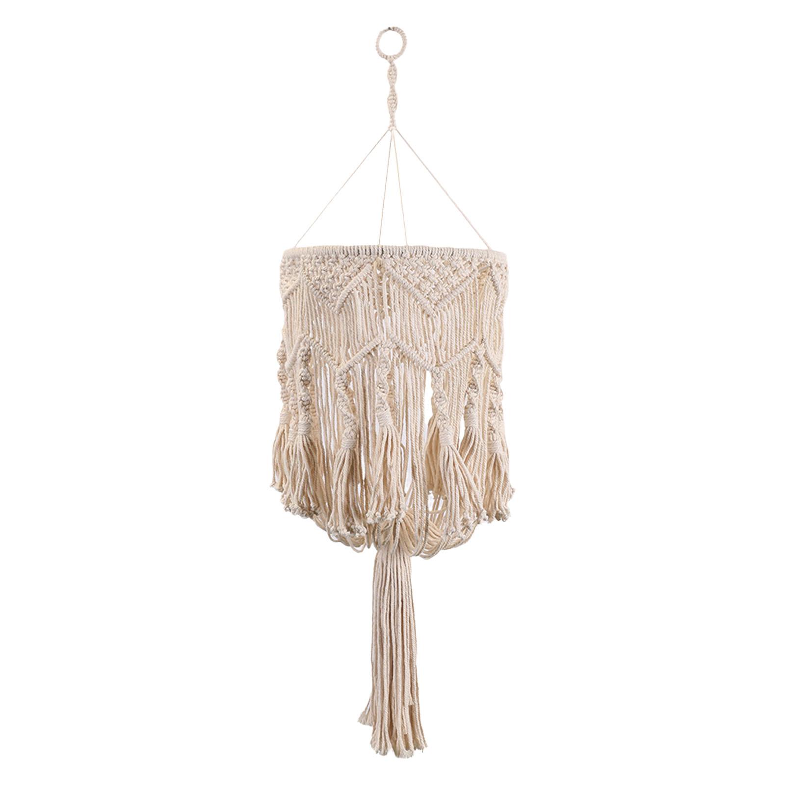 Nordic Macrame Lamp Shade Bohemian Ceiling Light Cover Hand Woven Hanging Lampshade for Nursery Party Living Room Bedroom Decor