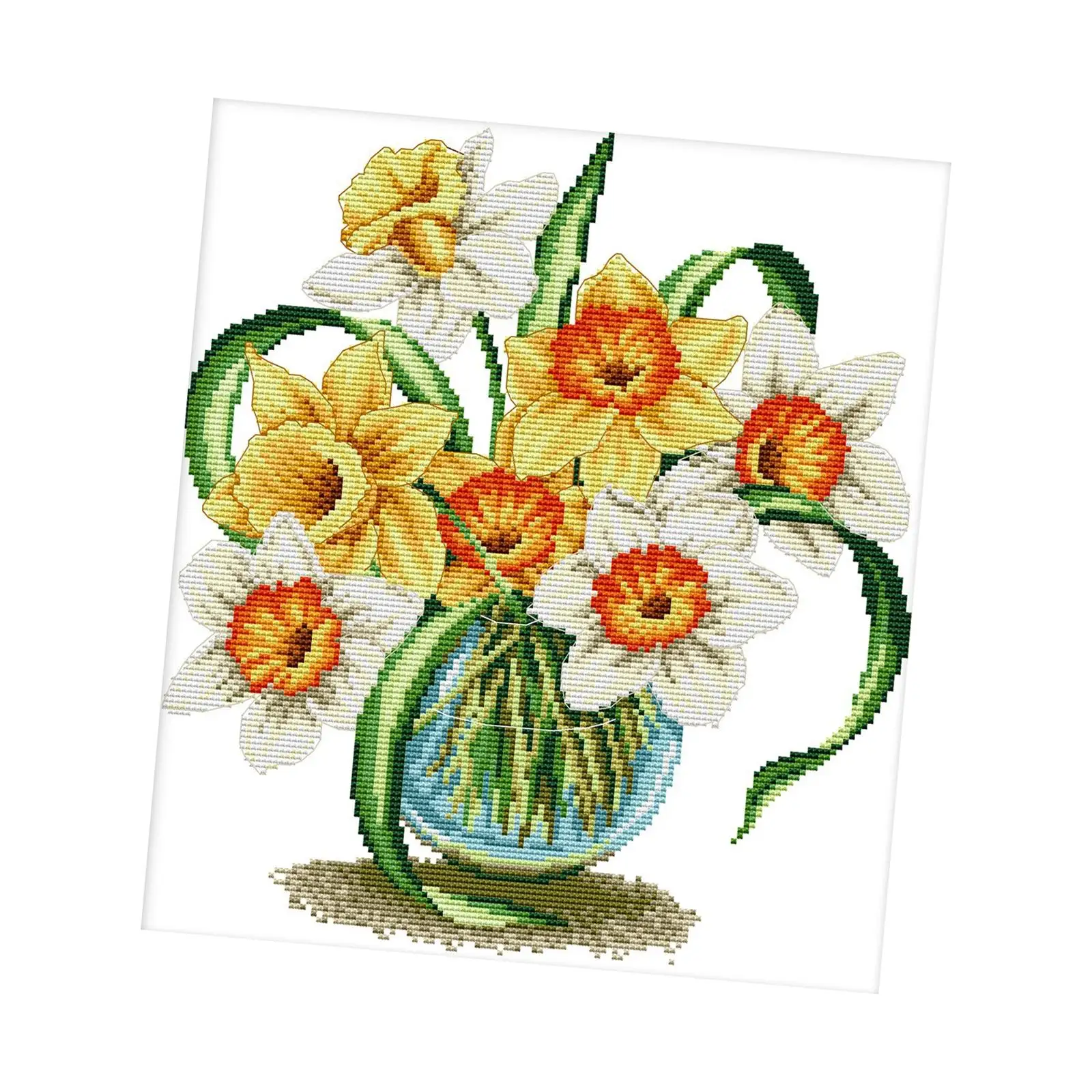 Counted Floral Cross Stitch Stamped Kit DIY Prestamped Easy Pattern for Home Decor