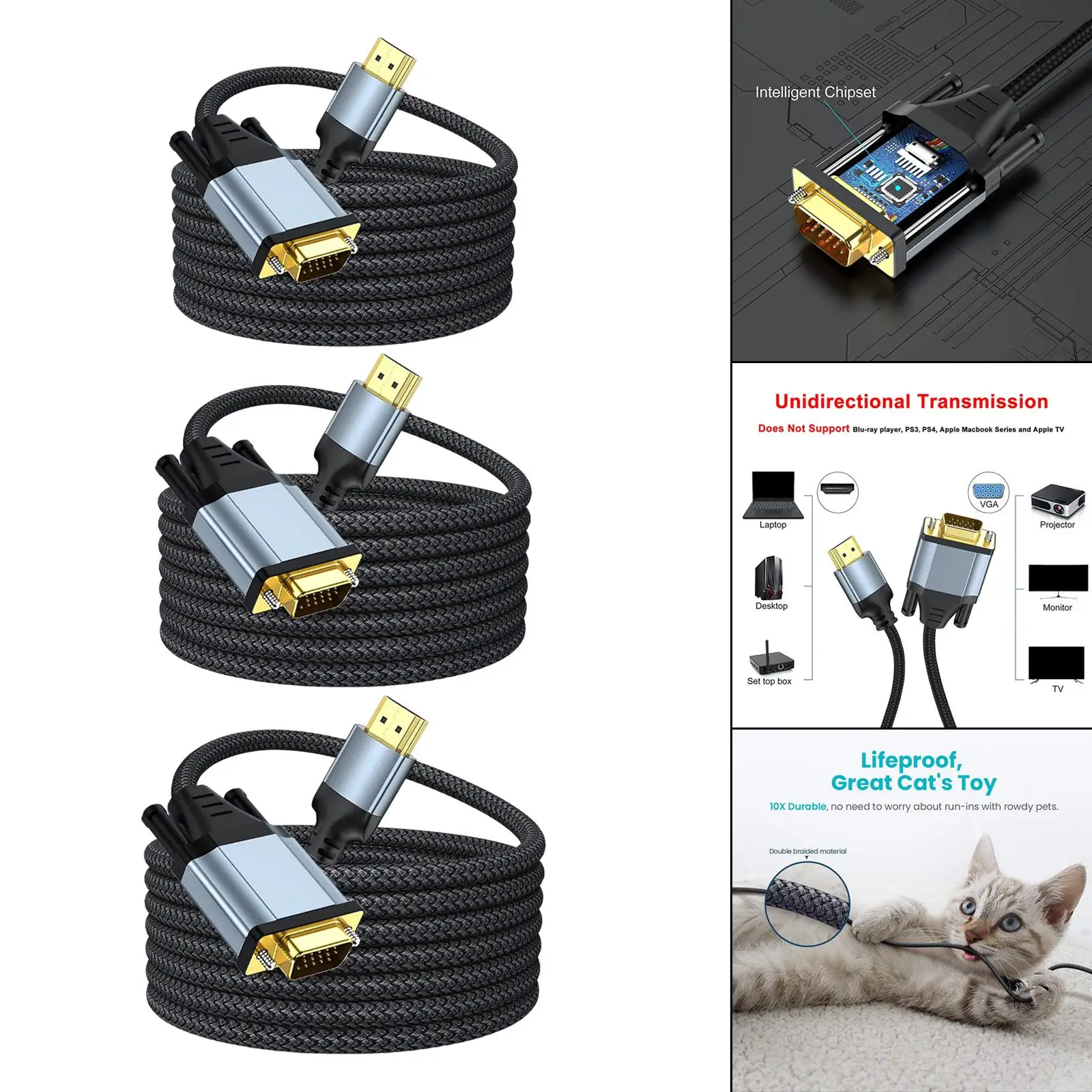   to VGA Cable   Input to VGA Output Converter Cord Male to Male for Notebook Desktop Computer Monitor