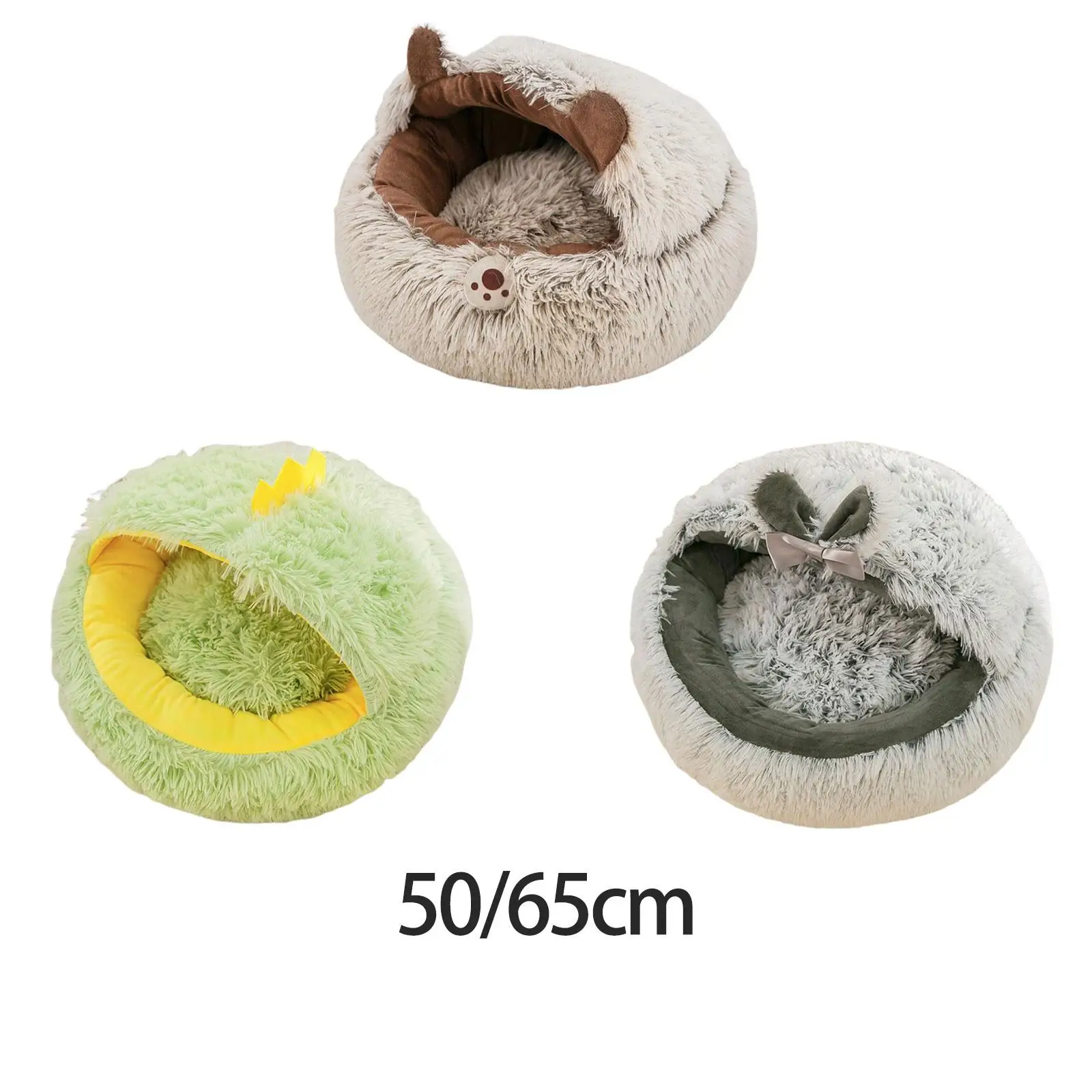Cat Sleeping Bed Plush Bed for Pets Semi Enclosed Kennel Cute with Removable Washable Cushion Anti Slip Four Seasons Universal