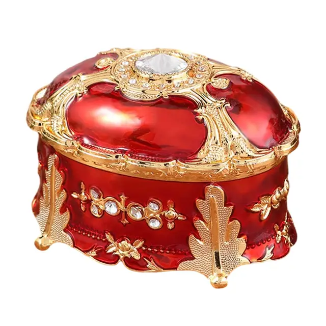 Velvet Jewelry Box Vintage Style Red Blue 3 Layer Packaging Fashion Chinese  Embroidery Lotus Bijoux Accessories Alloy Lock Box - AliExpress