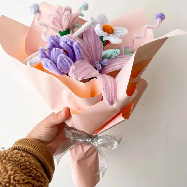 1 Set Pipe Cleaners Crafts Flexible Bendable Wire Colorful Chenille Stems  DIY Tulip Bouquet Making Kit Kids Girl DIY Flower Art - AliExpress