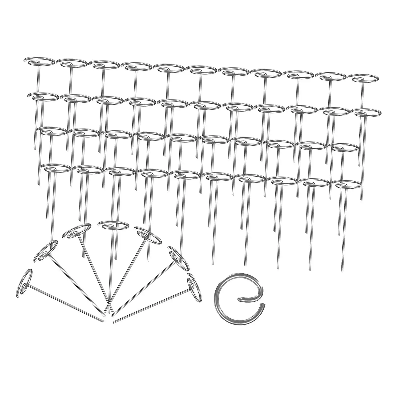50Pcs 4 Inch Landscape Staples Circle Top Pins Sod Garden Stakes Galvanized Steel Ground Stakes Landscape Pins for Garden