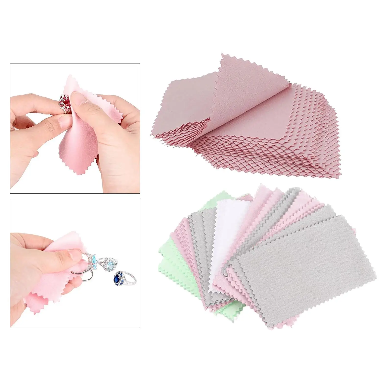 50 Pack Jewelry Cleaning Polishing Cloth 8x8cm Portable Square Maintenance Cloth Napkins for Watches Rings Lens Glasses Gold