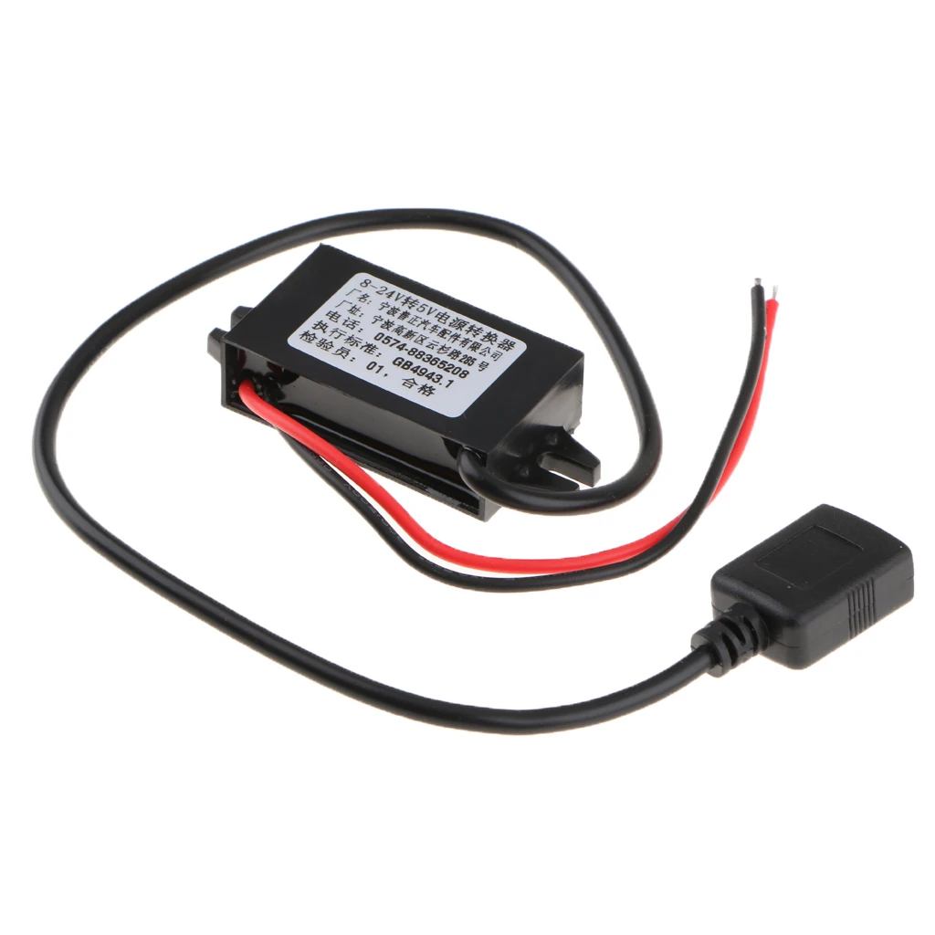 Car DC8V-24V to DC5V 3A  Converter USB Power Supply 36cm Cable