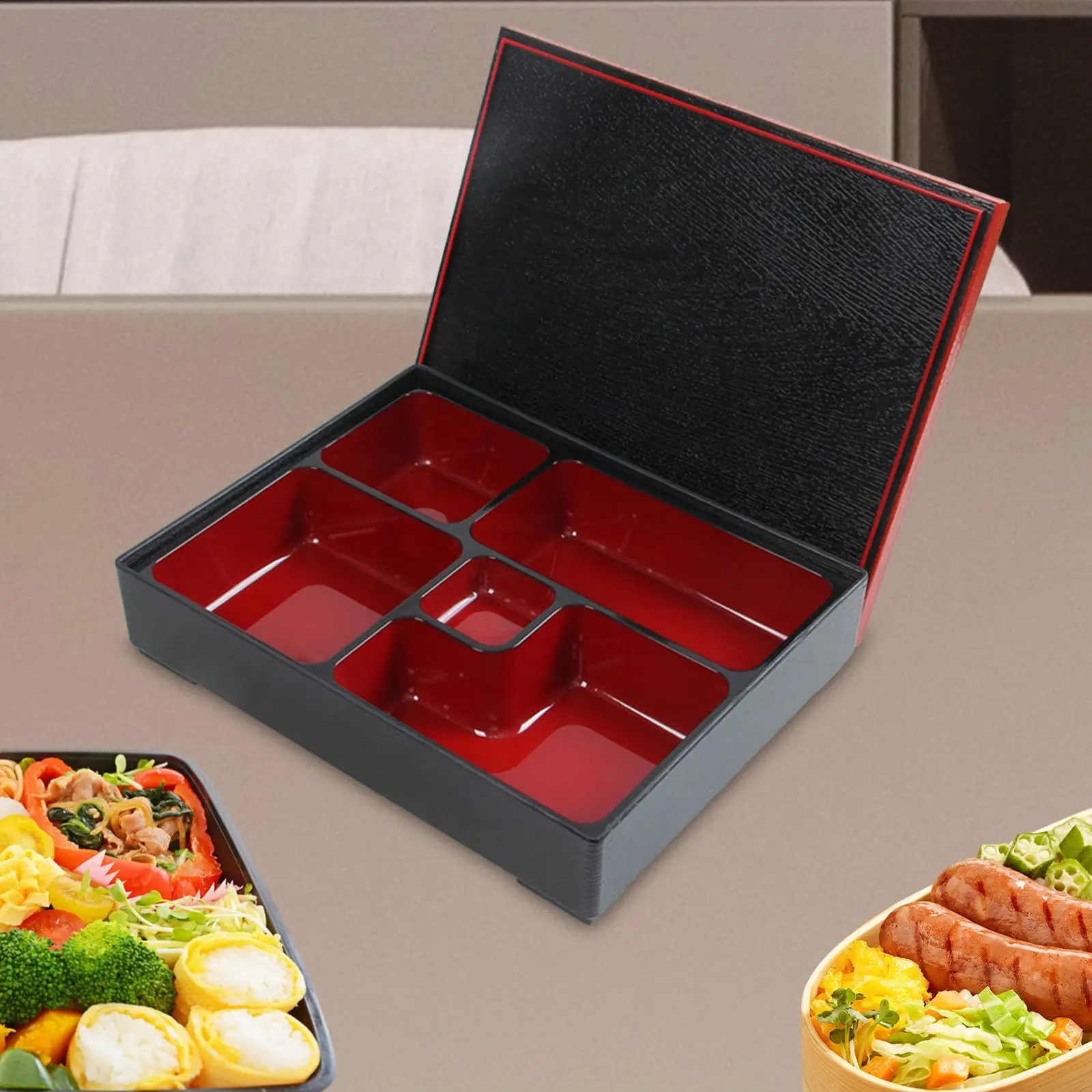 Japanese Bento Box Red and Black Food Container for Home Business Picnic