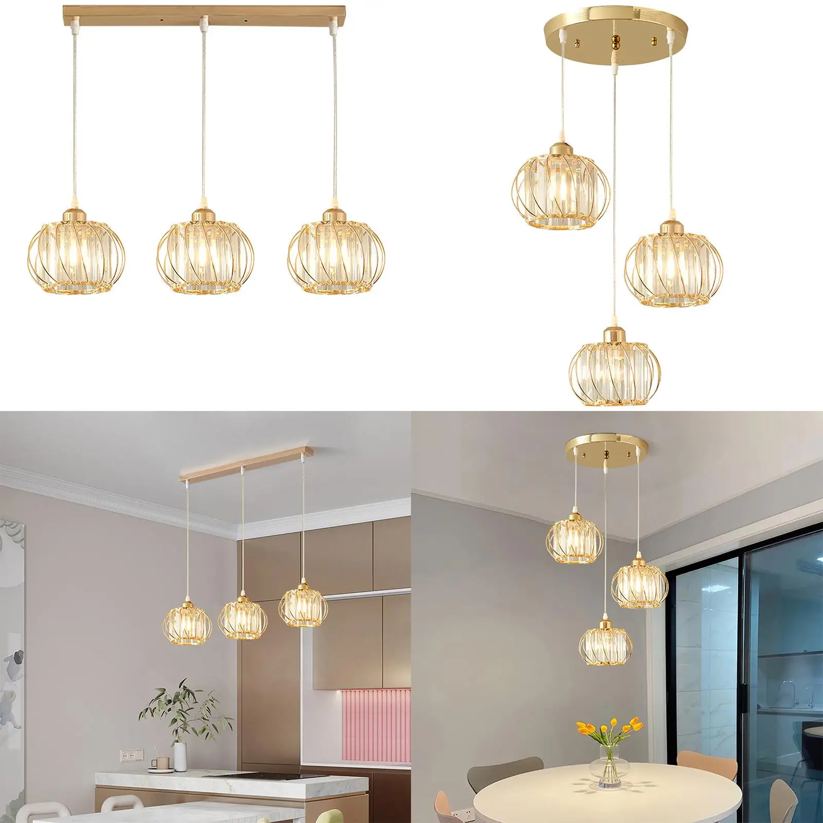  Crystal Pendant Light Fixture, LED Hanging Light, Crystal Chandeliers for Restaurant, Dining Room, Cafe, Bar, Apartment