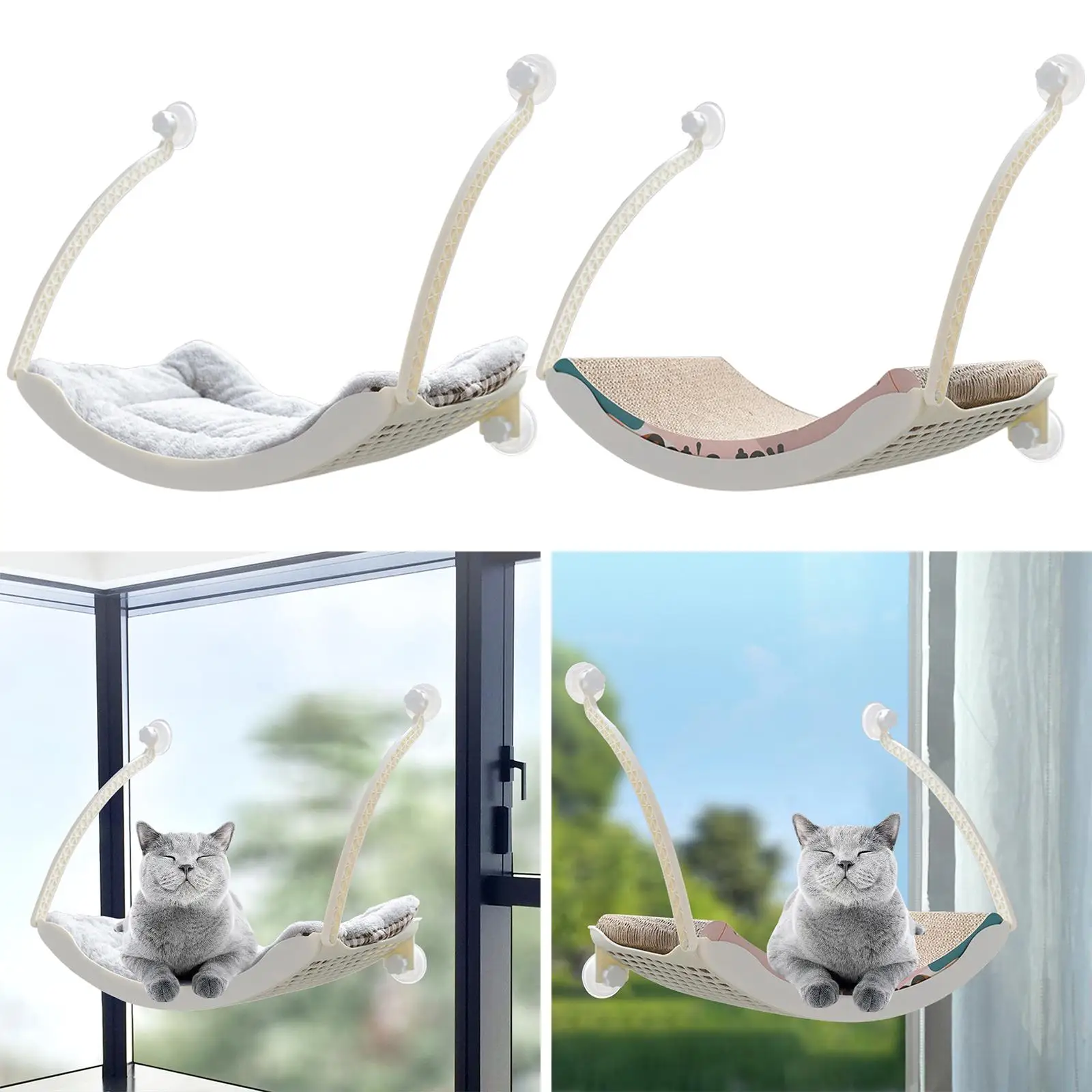 Pet Cat Window Hammock with Soft Mat Suction Cup Sun Bathing Durable Cat Bed