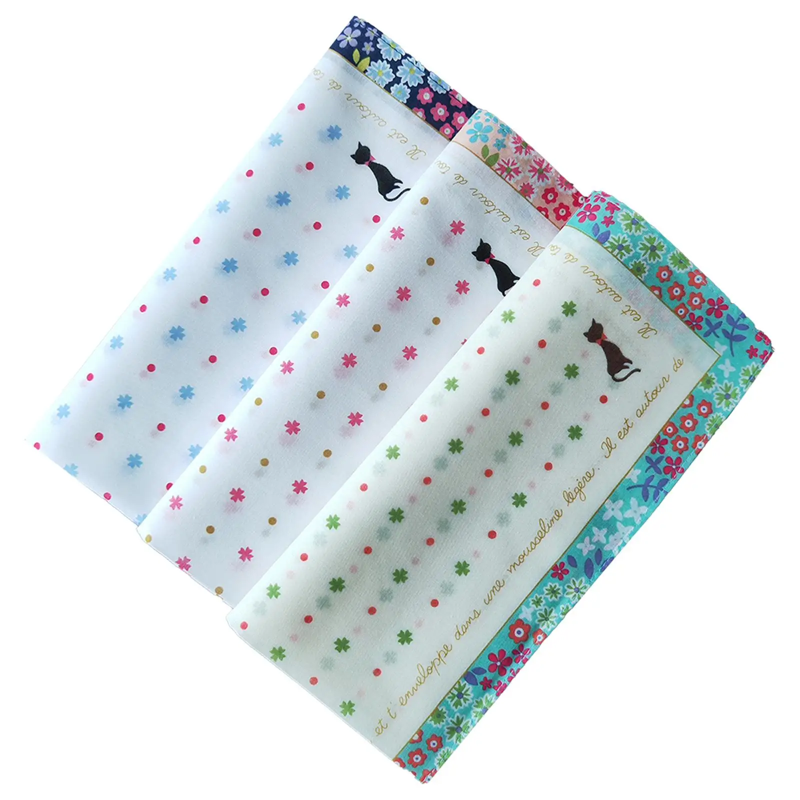 3x Multicolour Women Cloth Handkerchiefs Square Pocket Towel for Dinner Table Events