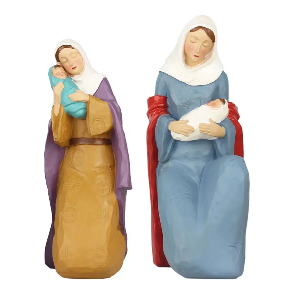 Resin Holy Statue Virgin Mary and Infant  5.9inch Figurine Religious Statues  Room Desktop Decoration