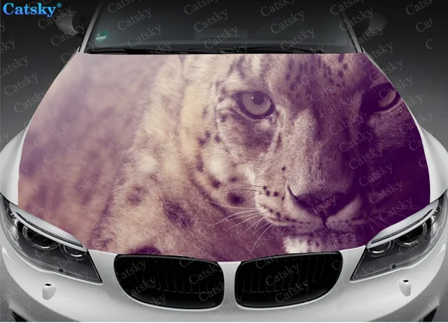 Film autocollant en vinyle pour capot de voiture, Animal, léopard, neige,  couverture de moteur, accessoires automobiles - AliExpress
