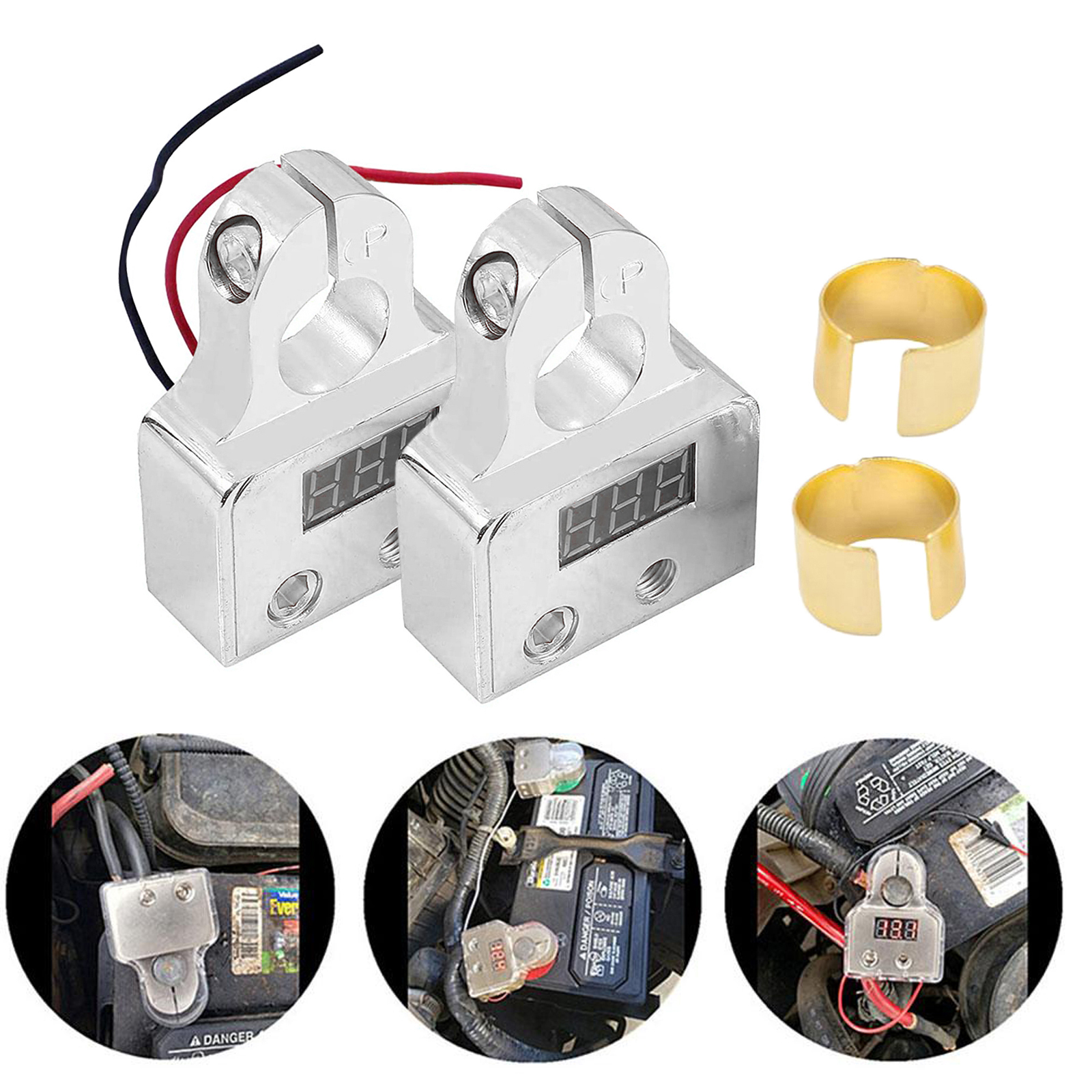 0/4/8 or  Battery Terminals with Shims -  and Negative (+/-) 2/4/8/ AWG Battery Terminal Clamp and Shims (Pair)