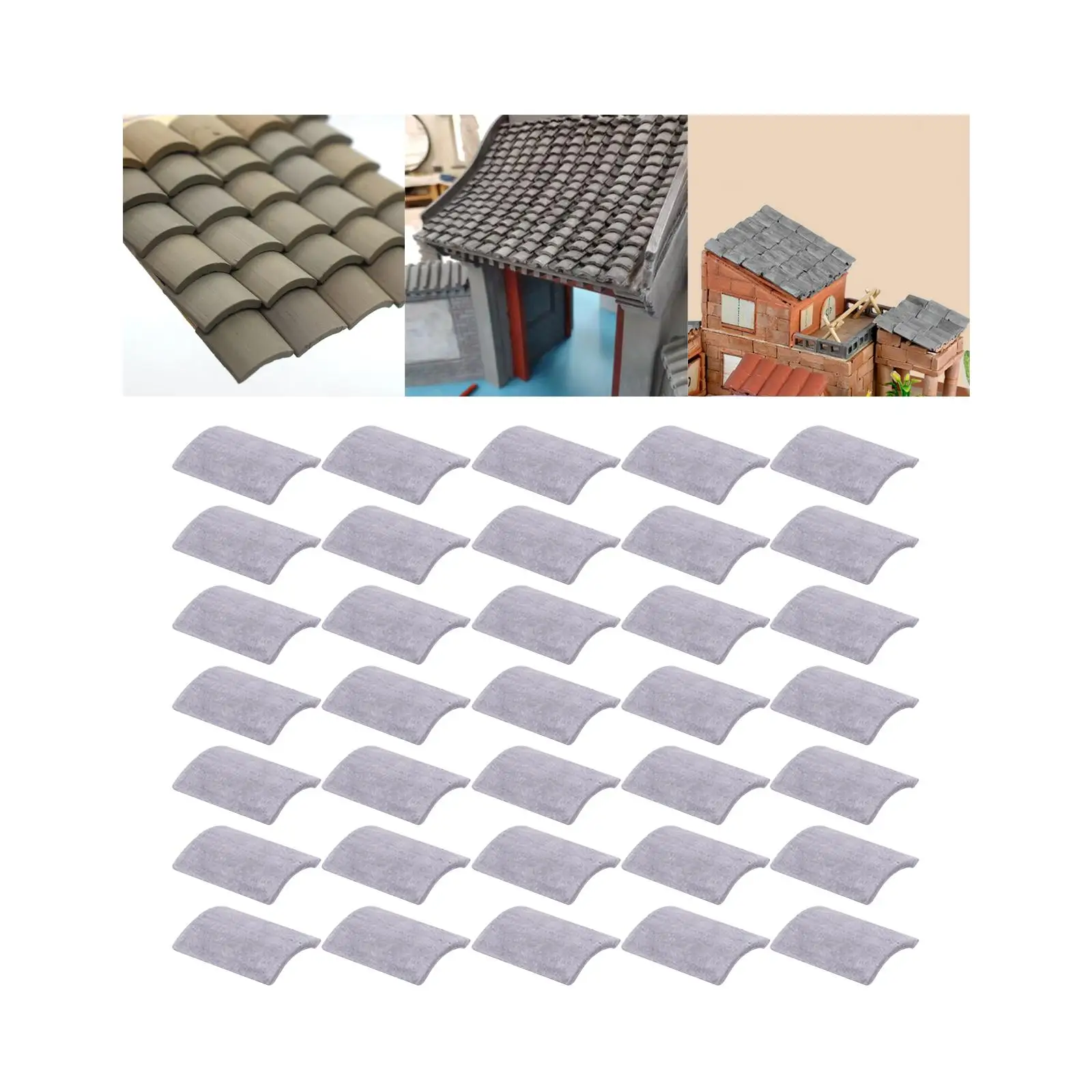 Grey Roof Tiles Model Building Set Grey Wall Bricks for Dollhouses Life Scene Props Toys