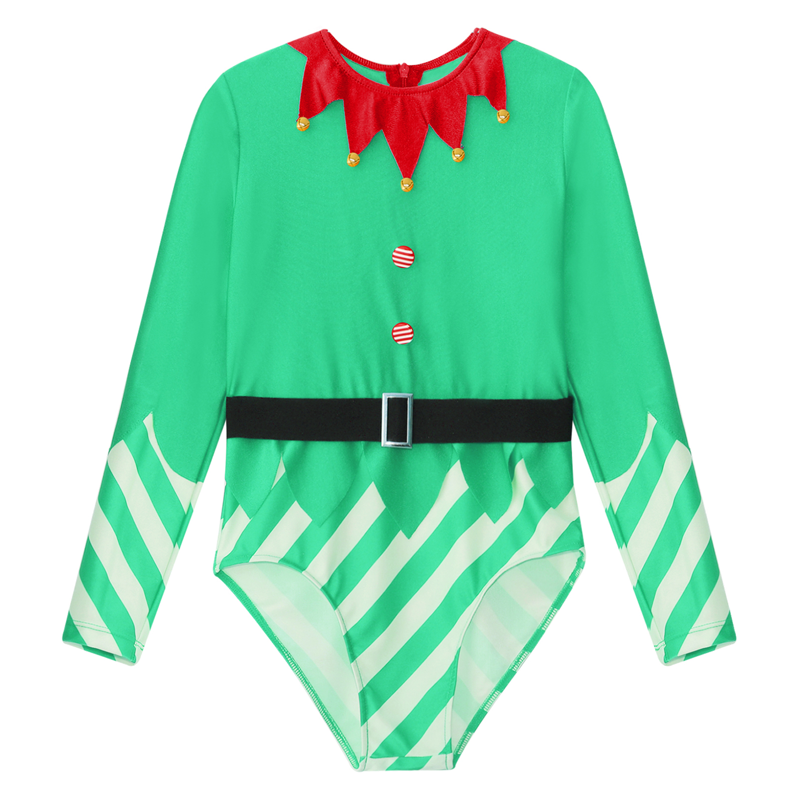 Kinder Mädchen Weihnachten Elf Santa Kostüm Langarm Streifen Gymnastik Trikot Ballett Tanz Overall Weihnachten Neujahr Party Tanz kleidung – Detail 19