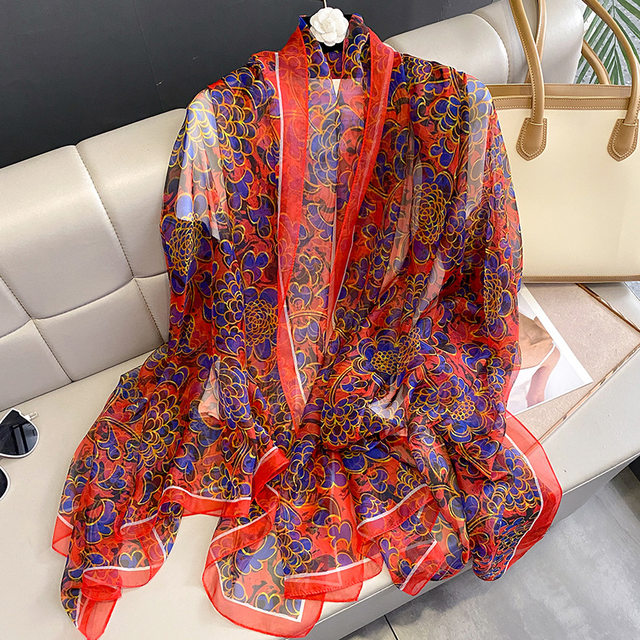 Luxury Brand Long Silk Scarf for Women 2022 Double-side Print Hijab Fashion  New Headband Neckerchief Female Large Shawl Bandana