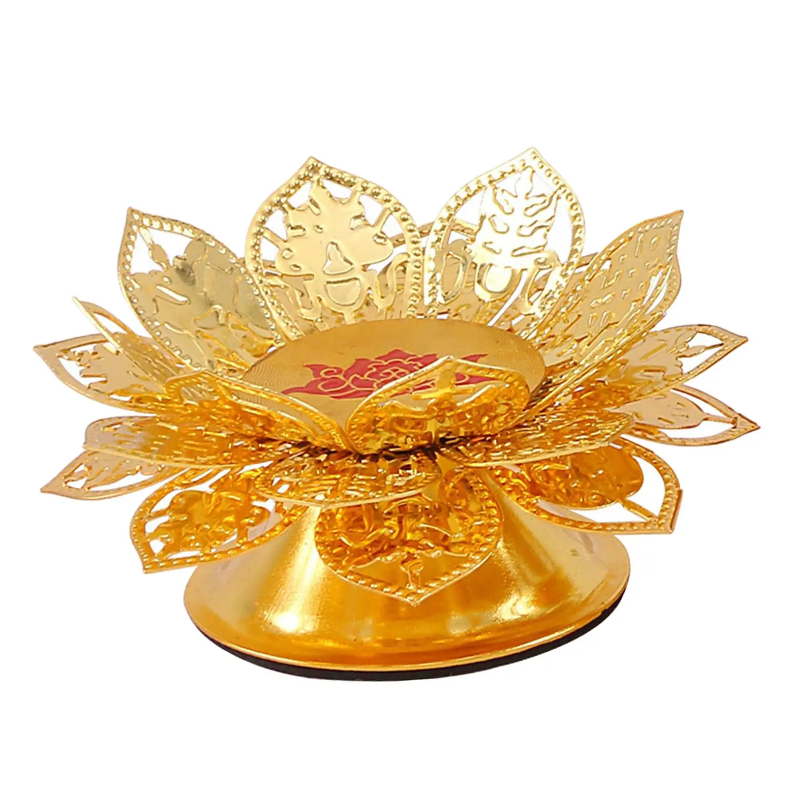 Traditional Chinese Style Lotus Flower Candlestick Portable Alloy Creative Candle Holder for Tabletop Office Parlor Restaurant