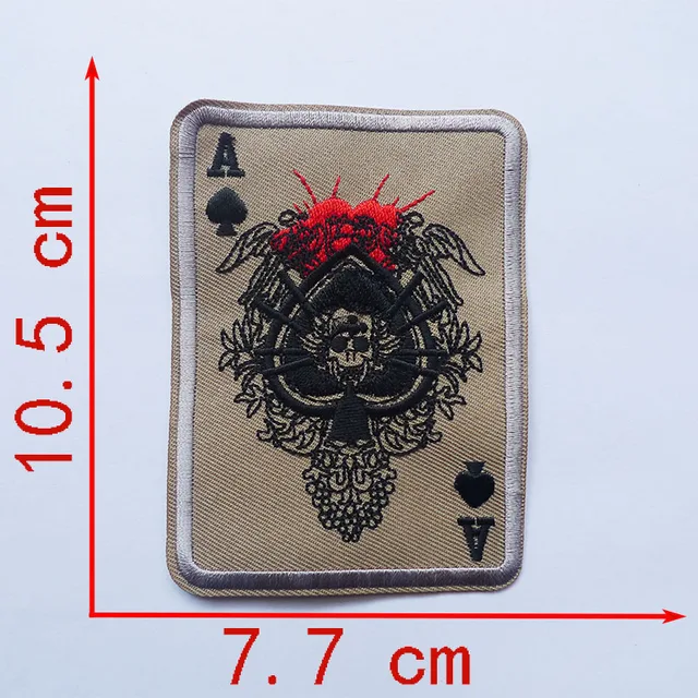 5 Pcs Playing Cards Ace of Spades Skull Head Patches Embroidered