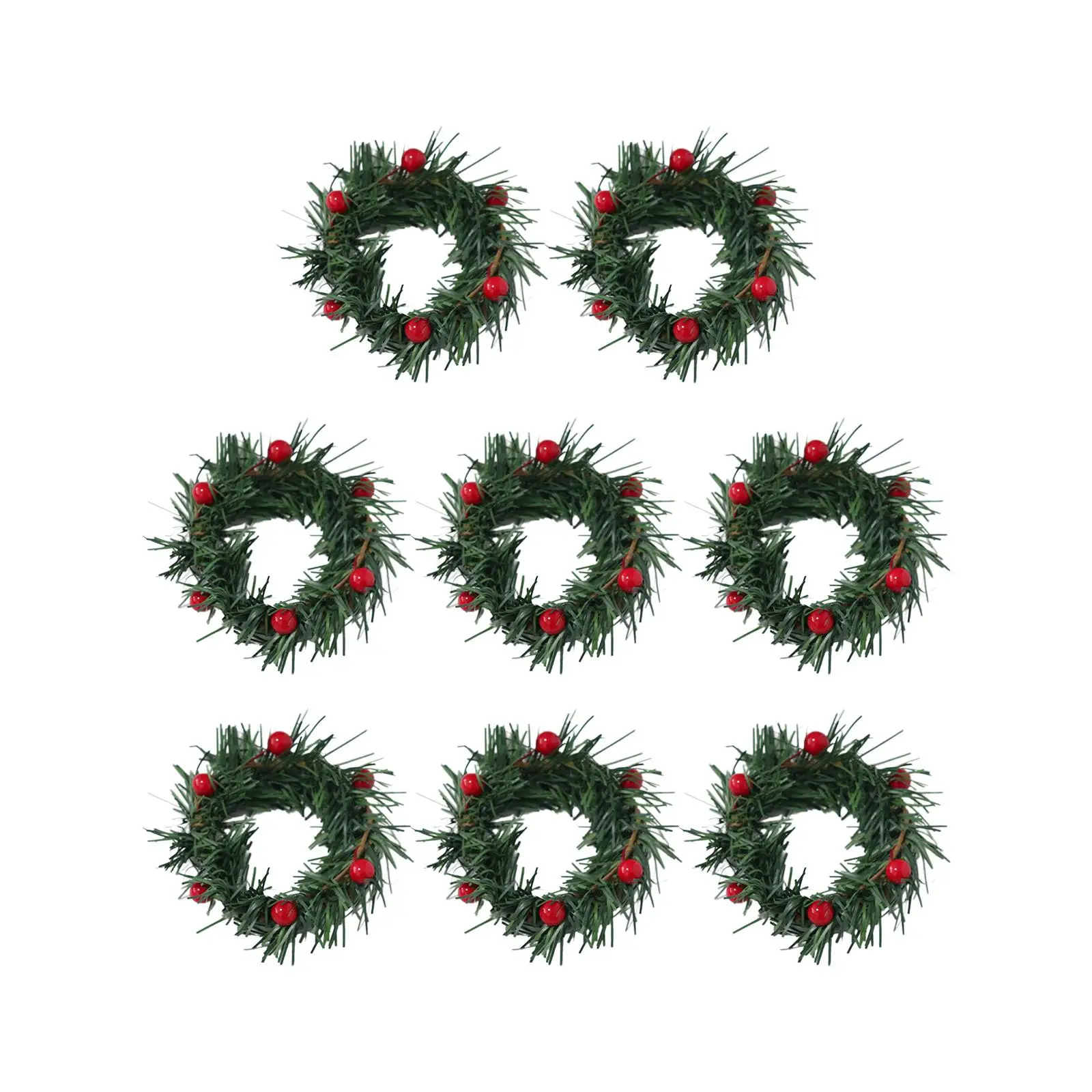 8Pcs Candle Ring Wreath Floral Arrangement Artificial Garland Greenery Wreath for Home Easter Centerpieces Tabletop Ornament