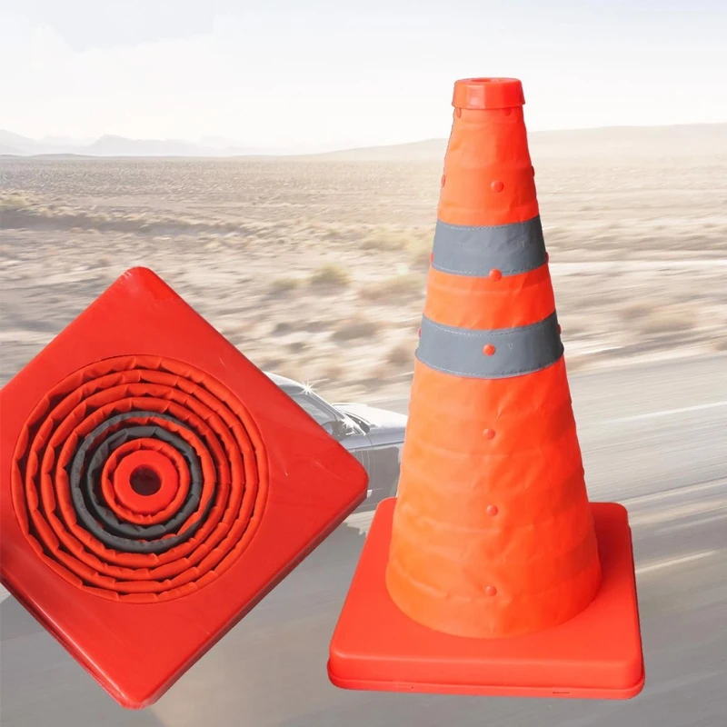 folding sinal de aviso de segurança rodoviária cone tráfego laranja fita reflexiva suporte transporte da gota