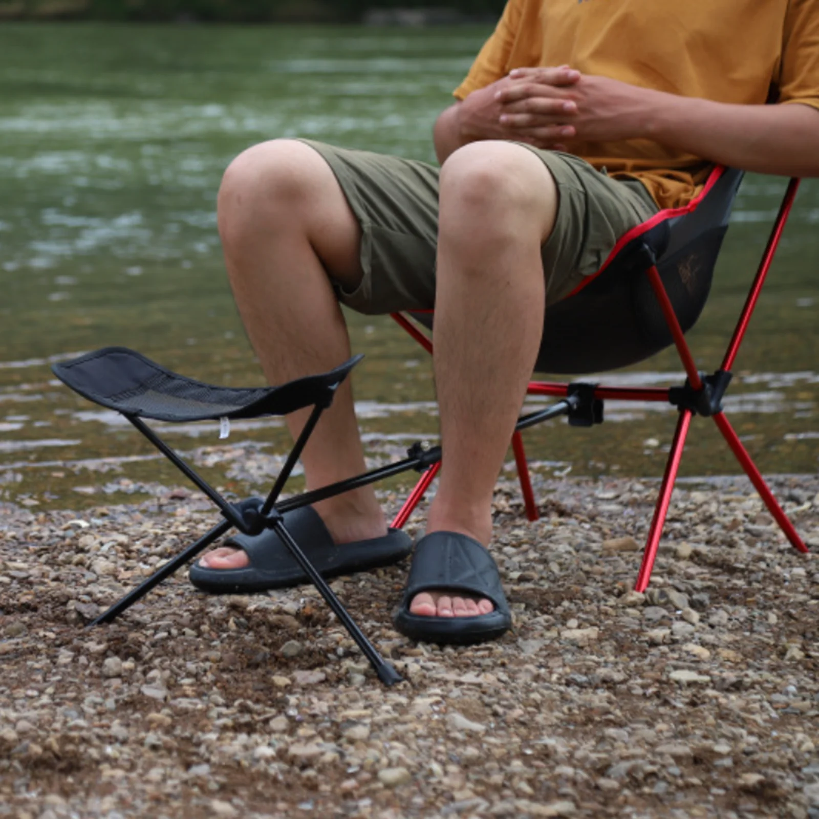 Ultralight Folding Chair Footrest, Foldable Feet Legs Rest, Non Slip Adjustable