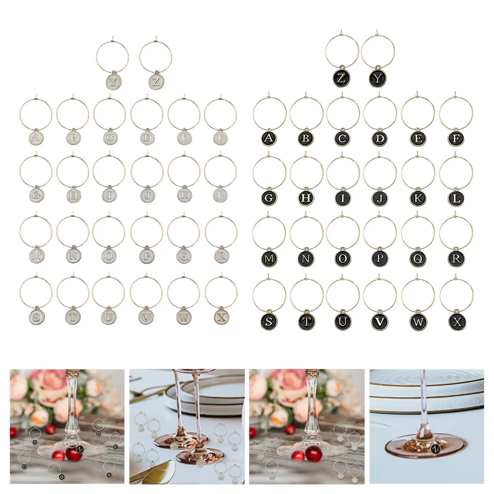 26x Wine Glass Charm Rings Party Drink Wine Labeling for House Party Beach