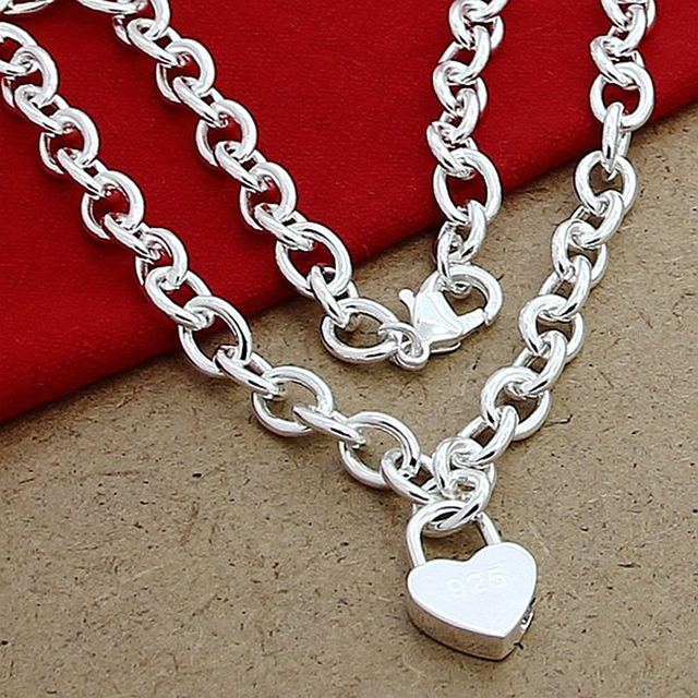 Key to My Heart Silver Padlock Necklace with Sterling Silver Chain – Beauty  Bird Vintage