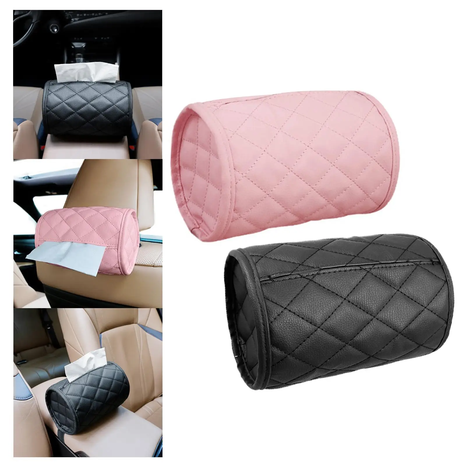 Car Tissue Box Round Paper Holder Storage Organiser Fits for Car Back Seat