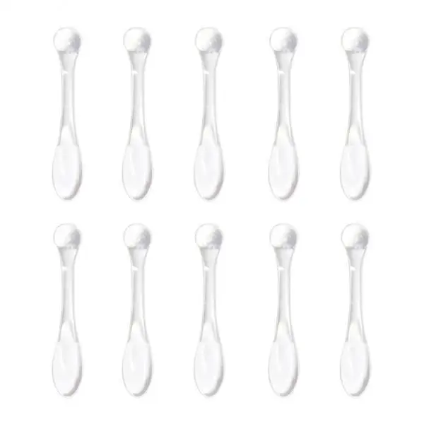 2X 10Pcs Mini Cosmetic Spatula Mixing Sampling Facial Cream Spoon Clear