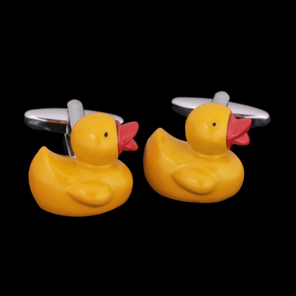 Cute Yellow Duck Cufflinks Animal Cuff Buttons Kids Jewelry Shirt Ornaments