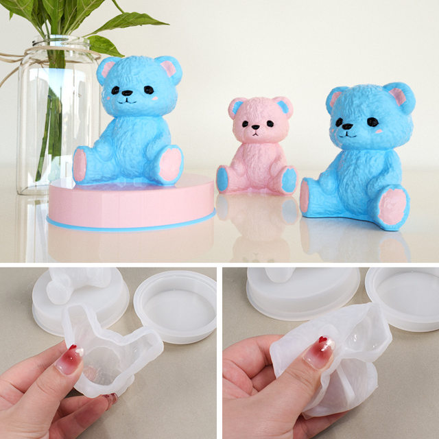 New 3D Teddy Bear Silicone Mold DIY Animals Christmas Cake Fondant Mold  Food grade Candy Mousse