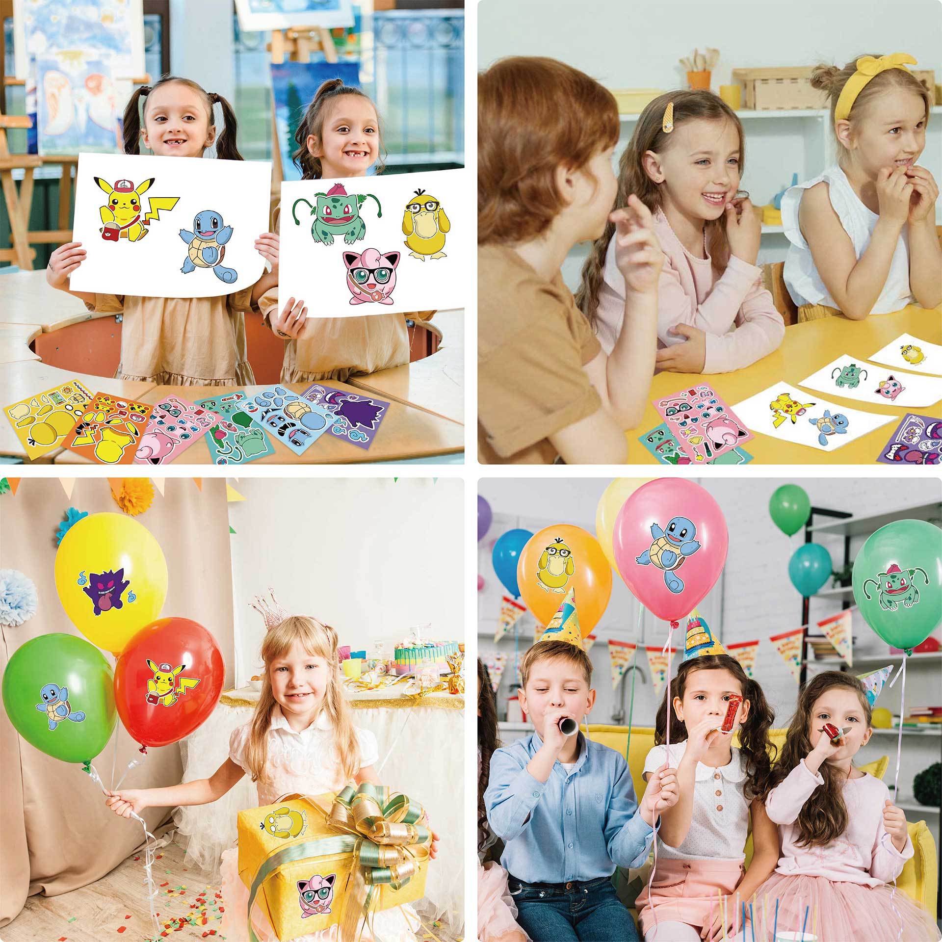 16 Blatt Pokemon Kinder Puzzle Anime Aufkleber Make-a-Face Montieren Lustige Cartoon Aufkleber Montieren Puzzle Kinder Junge Spielzeug geschenk – Detail 9