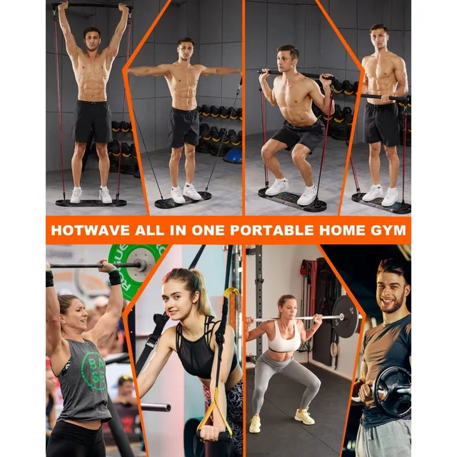 HOTWAVE Portable Home Gym with 16 Fitness Accessories,Pushups